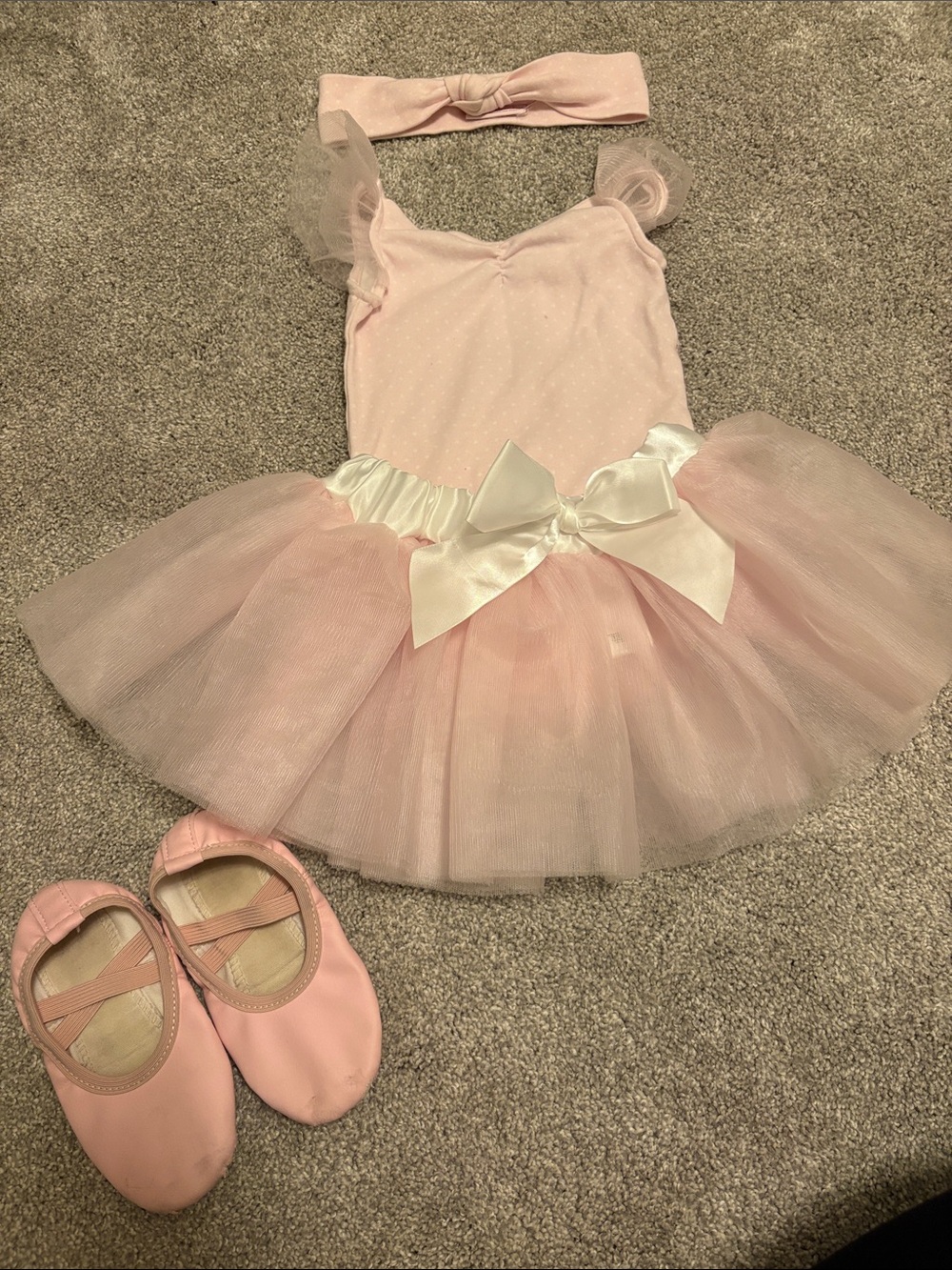 American Girl Bitty Baby girls Pink Tulle Ballerina Costume headband/shoes 5